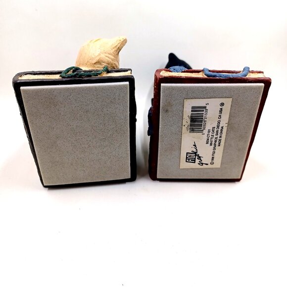 Vtg Whittle Cats Bookends Figi Graphics 5 In. Tall 2.5 In. Wide 3 In. Deep 1996 - Picture 6 of 6